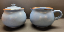 Dansk Mesa Sky Blue Creamer & Sugar Bowl w/Lid Stoneware Made in Japan picture