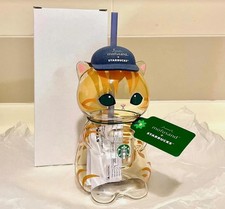 2026 Starbucks Singapore x Mofusand Collection Cat Shaped Glass Cup Orange Tabby picture