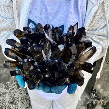 15.43LB New Find black Phantom Quartz Crystal Cluster Mineral Specimen Healing picture