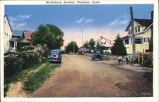 MADISON CONN CT Waterbury Ave Street Scene Vintage Postcard picture