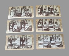6 Antique H.C. White Comic Stereoview Cards Kitchen Domestic Genre Scenes 1903 picture