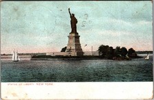 1906 Statue of Liberty New York Postcard Posted Hallowell Maine to England picture