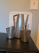 Royal Holland Pewter KMD Tiel Daalderop 3 Piece Coffee Set Teak picture