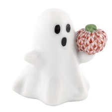 HEREND, GHOST WITH PUMPKIN, RUST FISHNET #VH-16477, BRAND NEW, MINT & BOX picture