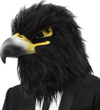 Black Eagle Mask Novelty Latex Hawk Mask Closed Mouth Eagle Head Mask Animal Cos picture