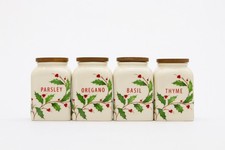 Lenox Holiday Cooking Spice Jars & Wood Lids Set of 4 - BRAND NEW IN BOX picture