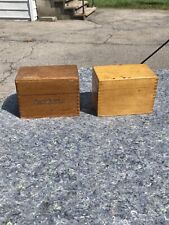 (2) Vintage Wooden Dovetailed Recipe Box Lot *Shaw-Walker* picture