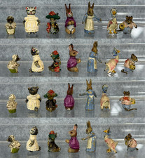 Beatrix Potter 7 Pc Vtg Bronze Cold Painted Mini Duck Mouse Rabbits Squirrel Cat picture