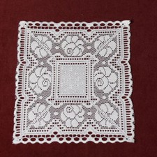 4Pcs/Lot White Vintage Embroidered Lace Doilies Square Table Mat Flower Doily 8