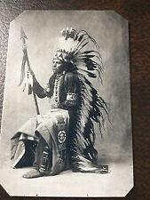 Native American Chief With Fantastic War Bonnet tintype C327RP picture