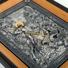 Artes St George and the Dragon Icon Gold & Silver Plated Swarovski Crystals A22 picture