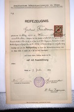Antique Rare Ephemera Vienna Diploma Gertrud Freightman 1902 1919 Genealogy HTF picture