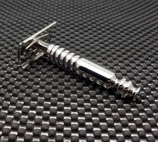 Vintage 1966 Gillette Tech DE Safety Razor Head W/ Solid Stainless Handle MINT picture