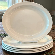 Midwinter Stonehenge White Steak Plates Set of 5 Oval 9 1/2 x 12 Coupe Style picture