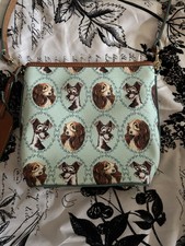 Disney Lady & the Tramp Character Print Zip Crossbody Bag Light Blue Brown picture