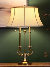 Vintage Stiffel Brass Bouillotte Table Lamp Twin Light French Candelabra picture