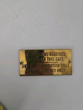 Rare Two Persons Required To Open This Safe Vintage Safe Plaque picture