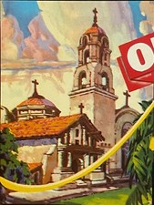 Vintage 1960s Old Mission Citrus Crate Label 🍊 Redbanks Packing Co Woodlake CA picture