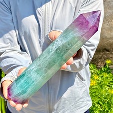 2.13LB Natural Rainbow Fluorite Obelisk Quartz Crystal Wand Tower Point Healing picture