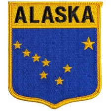 Alaska State Flag Shield Patch - Sew-On - Gold Border picture