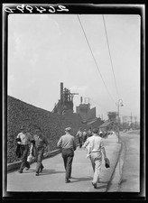 Aliquippa Pennsylvania 1938 Steel Plant Shift Workers Walk Factory Exit picture
