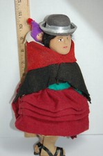 Folk Art Cloth Doll Soft Sculpture Souvenir Ethnic Woman & Baby on Back Handmade picture