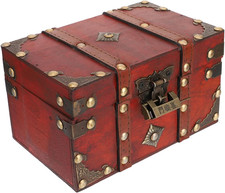Treasure Chest Vintage Wooden 18 * 11.8cm Storage Box Handmade Decorative Chest picture