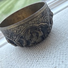 Antique Burmese Brass Repousse Ceremonial Offering Bowl Indo Alms Thabeik - 3.5” picture