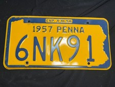 Vintage 1957 Pennsylvania License Plate 6NK91 picture