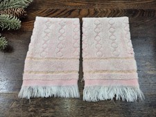 Vintage Pink, White & Gold Fingertip Towels, Set of 2, 14.5