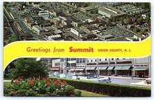 Vintage Summit NJ Postcard, Aerial & Street View, 1970 picture