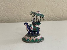 Antique Chess Piece Indian Silver Enamel Houdah Moutah Elephant Figurine 1 of 2 picture