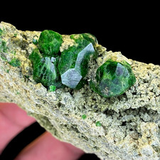Rare Demantoid Garnet Crystal Cluster on Matrix, Green Andradite Mineral Specime picture