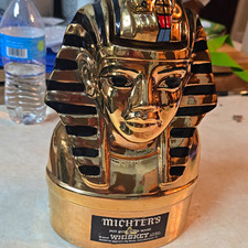 Michter's Gold Liquor Bottle Pharaoh Head Bust Whiskey Decanter Collectible picture