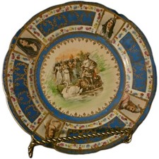 Victoria Austria, Royal Vienna Style Cobalt Blue porcelain portrait plate, picture