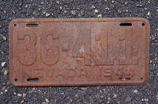 1944 NEVADA Passenger License Plate # 36 - 411 picture
