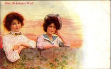1909 Postcard Over the Garden Wall Two Young Women Bonny Doon California picture