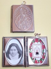 Saint Therese of Lisieux with Virgin Mary relic locket--Beautiful picture
