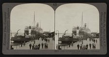 Liverpool England 1900s Landing Stage Unloading Steamship Harbor View picture