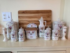 Vintage JB &W Bavaria Lusterware German Canister Set Floral set of 10 plus extra picture