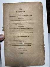 US Government Doc. War of 1812 Negotiating Peace with Britain Washington 1814 picture