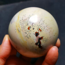 412G Natural Polished Chinese painting agate Crystal ball Madagascar 5386+ picture