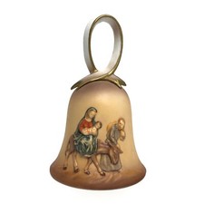 Vintage Porcelain Hand Bell Holy Family Fleeing to Egypt on Donkey Religious picture