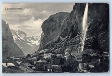 Bern Switzerland Postcard Lauterbrunnen Town Mountain Falls View 1914 picture