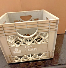 Vintage Oak Farms Dairy Gray Plastic Milk Crate 13x11 Advertising Storage picture