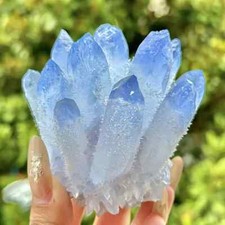400g+ New Find Blue Phantom Quartz Crystal Cluster Mineral Specimen Healing Gift picture