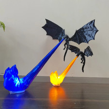 3D Printed Dragon Flame LED Figurine, Fantasy Book Nook Decor, Unique Gift picture