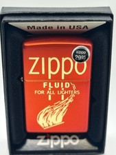Zippo Flame Retro Design Red Metallic Zippo Lighter New 49586 picture