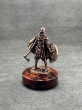Art Deco Viking Statuette Cast Bronze Figurine Sculpture Base In Obsidian Stone picture