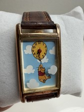Vintage Timex Disney Winnie the Pooh Tank Watch Gold Leather picture